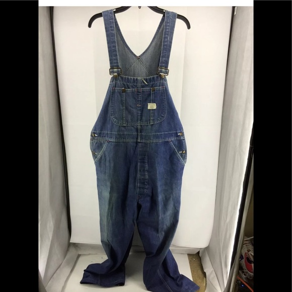 Big Mac Square Back Overalls Distressed 35 x 27 - Picture 1 of 5